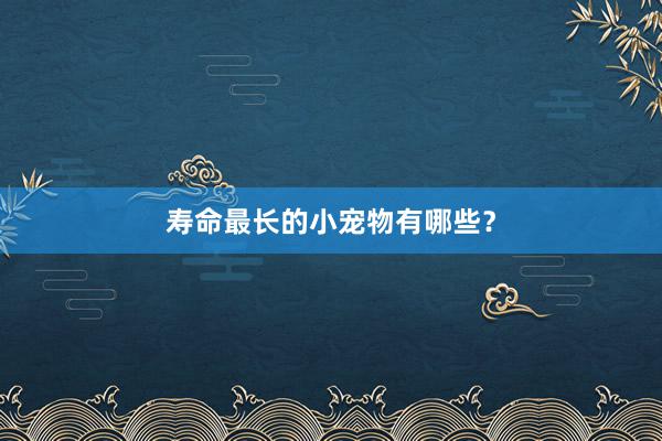 寿命最长的小宠物有哪些？